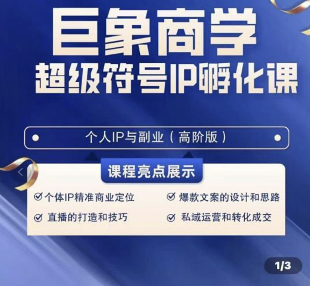 巨象超级IP孵化高阶陪跑课