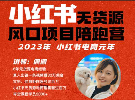 佩佩《小红书无货源风口项目陪跑营》