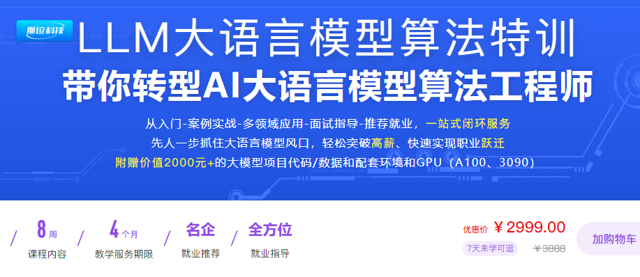 LLM大语言模型算法特训 带你转型AI大语言模型算法工程师