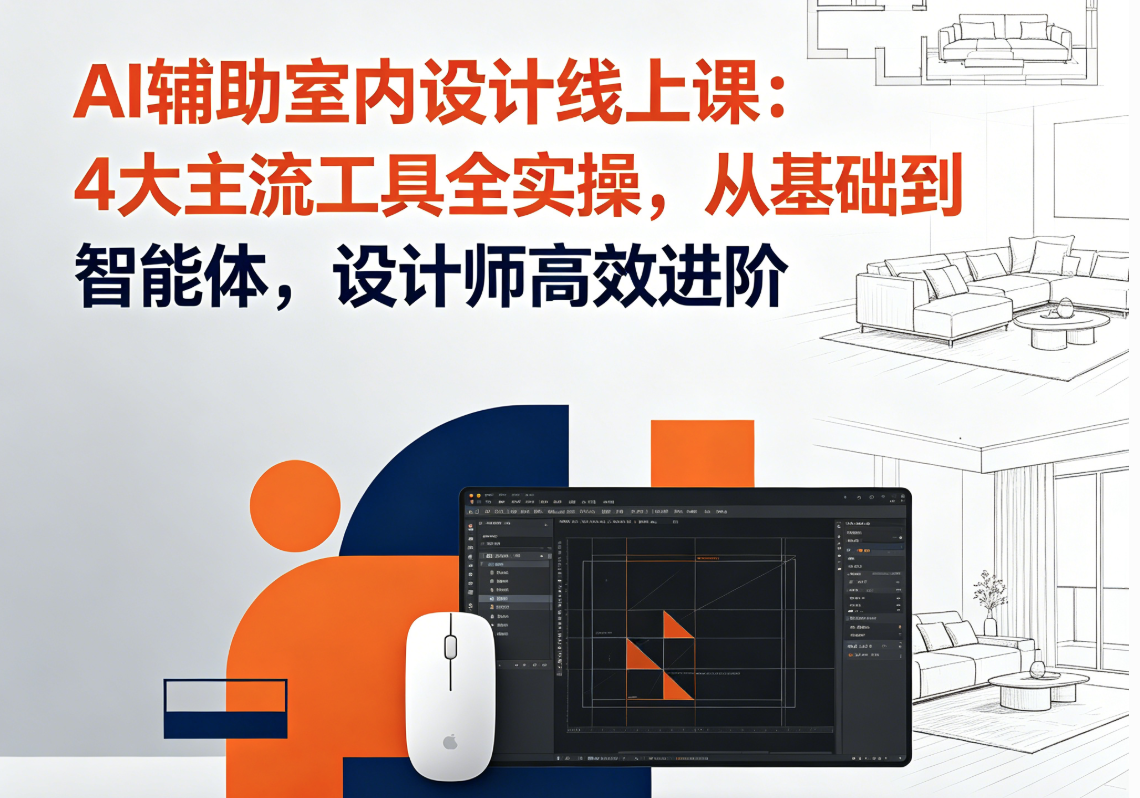 AI辅助室内设计线上课：4大主流工具全实操，从基础到智能体，设计师高效进阶